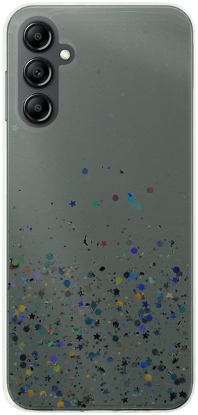 Samsung Galaxy A14 5G (SM-A146P) kemény hátlap szilikon kerettel flitteres átlátszó
