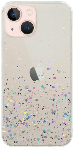 Apple iPhone 13 kemény hátlap szilikon kerettel flitteres átlátszó