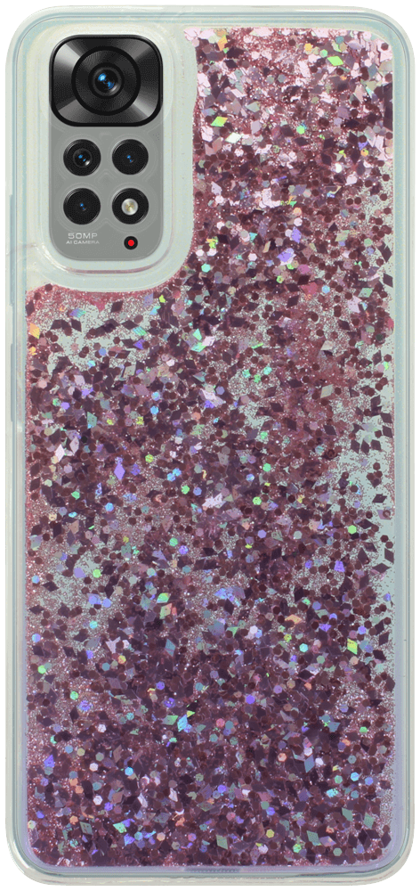 Xiaomi Redmi Note 11 szilikon tok gyári Liquid Sparkle kameravédővel rózsaszín