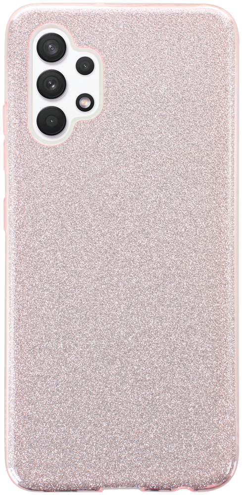 Samsung Galaxy A32 4G (SM-A325F) szilikon tok kivehető ezüst csillámporos réteg halvány rózsaszín