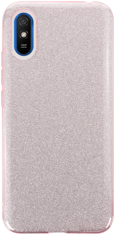 Xiaomi Redmi 9AT szilikon tok kivehető ezüst csillámporos réteg halvány rózsaszín