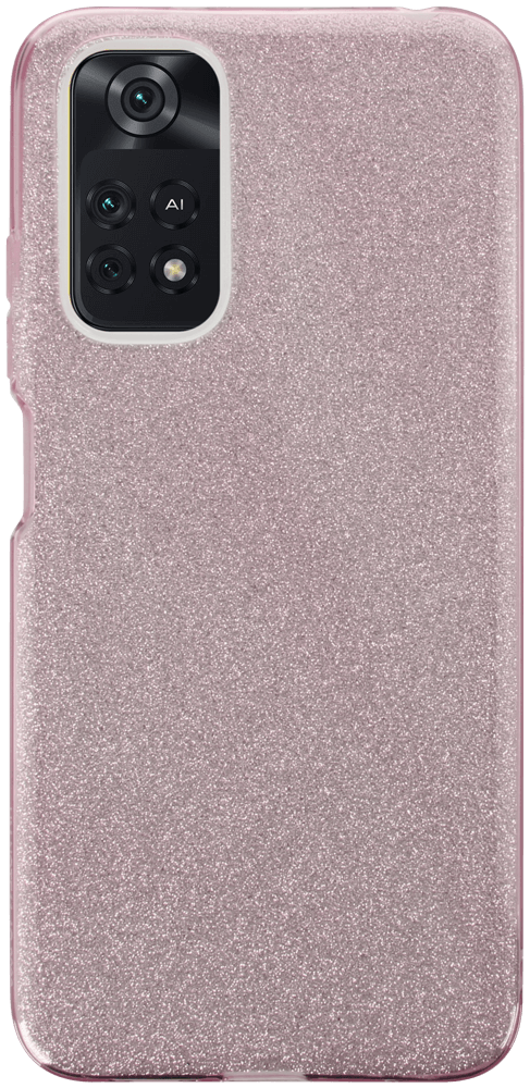 Xiaomi Poco M4 Pro szilikon tok kivehető ezüst csillámporos réteg halvány rózsaszín