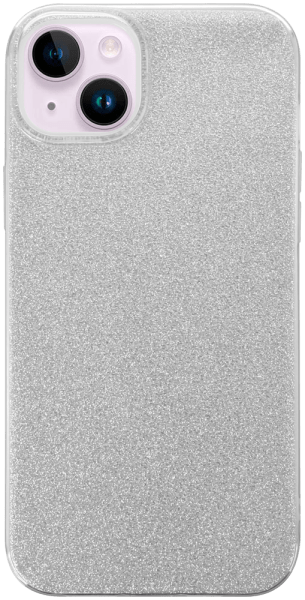 Apple iPhone 14 Plus szilikon tok kivehető ezüst csillámporos réteg átlátszó