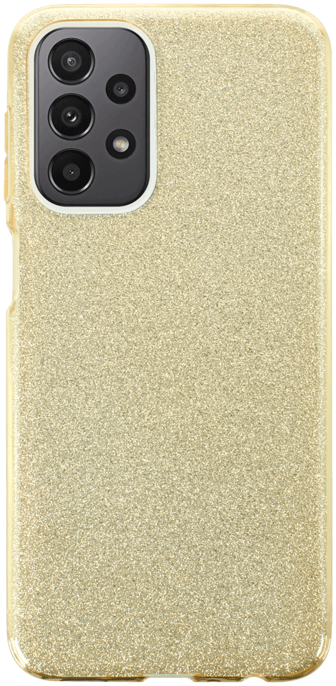 Samsung Galaxy A23 (SM-A235F) szilikon tok kivehető ezüst csillámporos réteg halvány sárga