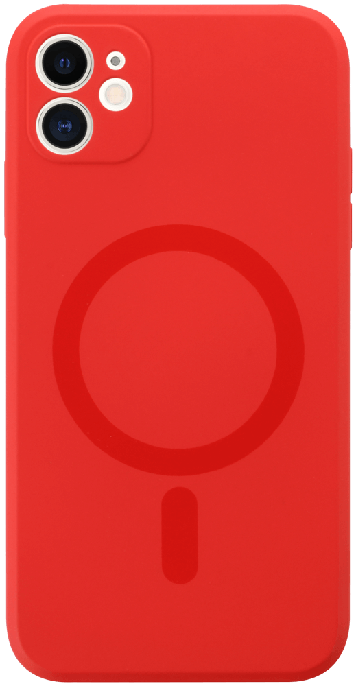 Apple iPhone 11 szilikon tok gyári MagSafe kameravédővel piros