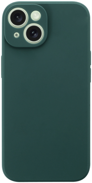 Apple iPhone 15 szilikon tok kameravédővel matt sötétzöld