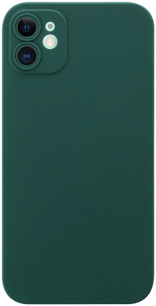 Apple iPhone 11 szilikon tok kameravédővel matt sötétzöld