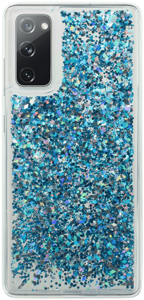 Samsung Galaxy S20 FE 5G szilikon tok gyári Liquid Sparkle kameravédővel kék/ezüst