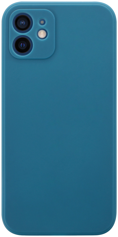 Apple iPhone 12 szilikon tok kameravédővel matt sötétkék