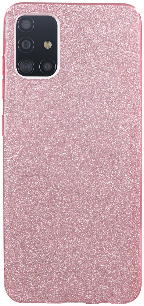 Samsung Galaxy A51 (SM-A515F) szilikon tok kivehető ezüst csillámporos réteg halvány rózsaszín
