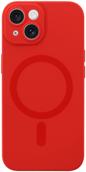 Apple iPhone 15 szilikon tok gyári MagSafe kameravédővel piros