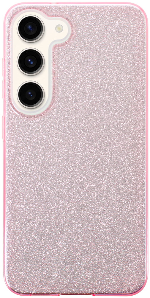 Samsung Galaxy S23 (SM-S911B) szilikon tok kivehető ezüst csillámporos réteg halvány rózsaszín