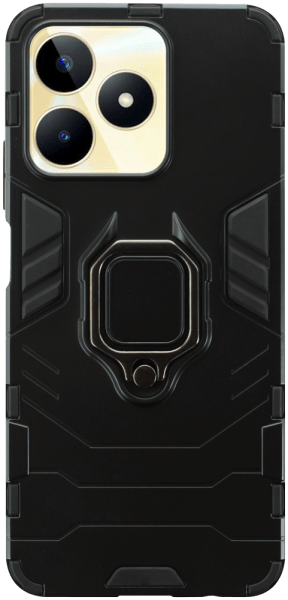 Realme C53 ütésálló tok légpárnás sarkas, hibrid Ring Armor fekete