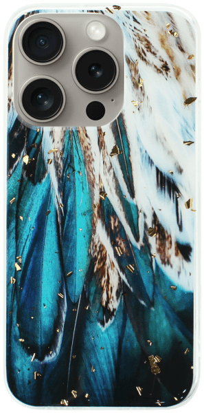 Apple iPhone 15 Pro kemény hátlap Gold Glam Feathers