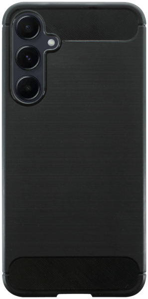 Samsung Galaxy A55 5G (SM-A556B) ütésálló szilikon tok szálcsiszolt-karbon minta légpárnás sarok fekete