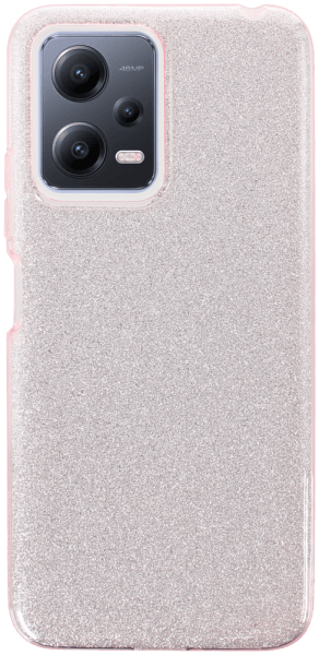 Xiaomi Redmi Note 12 5G szilikon tok kivehető ezüst csillámporos réteg halvány rózsaszín