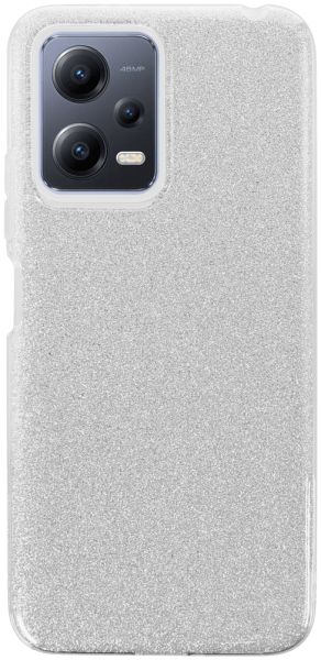 Xiaomi Poco X5 szilikon tok kivehető ezüst csillámporos réteg átlátszó