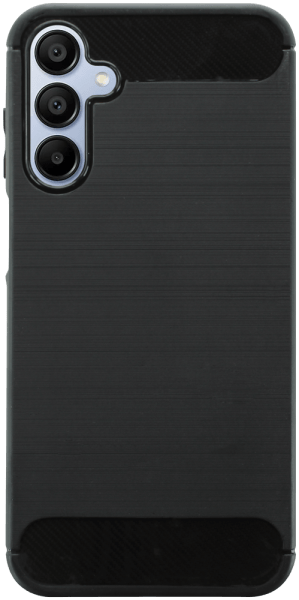 Samsung Galaxy A15 (SM-A155F) ütésálló szilikon tok szálcsiszolt-karbon minta légpárnás sarok fekete