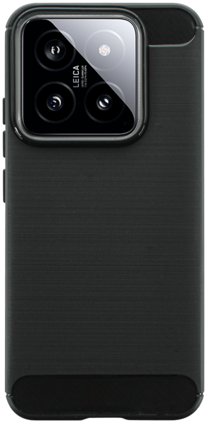 Xiaomi 14 ütésálló szilikon tok szálcsiszolt-karbon minta légpárnás sarok fekete