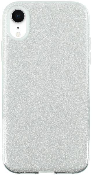 Apple iPhone XR szilikon tok kivehető ezüst csillámporos réteg átlátszó