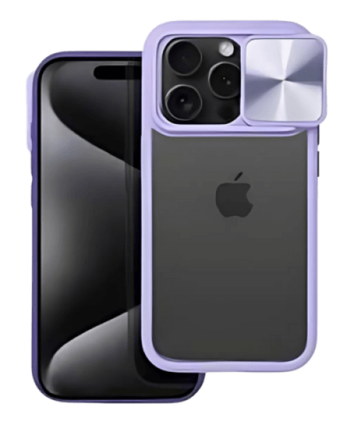 SLIDER tok – Prémium védelem iPhone 15 Plus készülékhez, lila színben