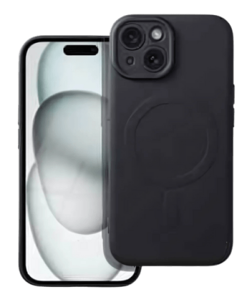 SILICONE MAG COVER tok – MagSafe kompatibilis védelem iPhone 15 készülékhez, fekete színben