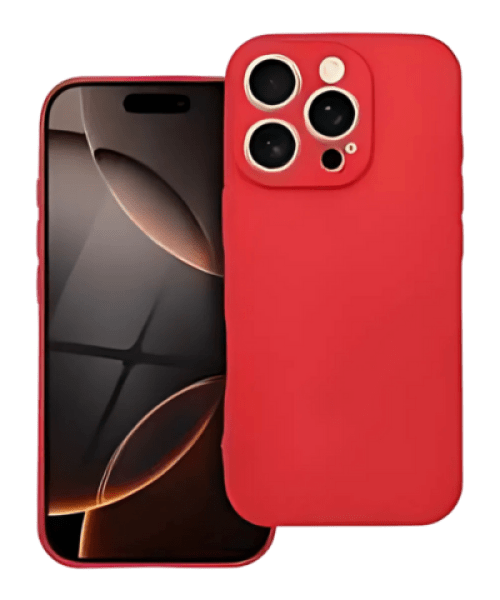Apple iPhone 16 Pro szilikon tok kameravédővel matt piros