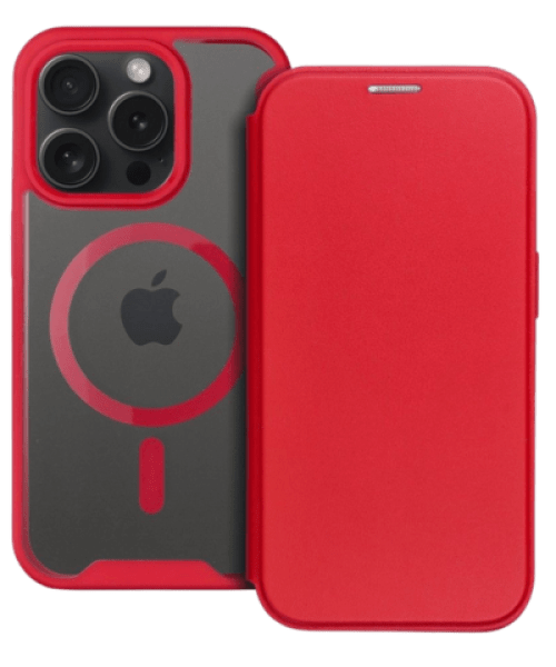 SMART MAG Book tok – MagSafe kompatibilis védelem iPhone 15 Pro Max készülékhez piros színben