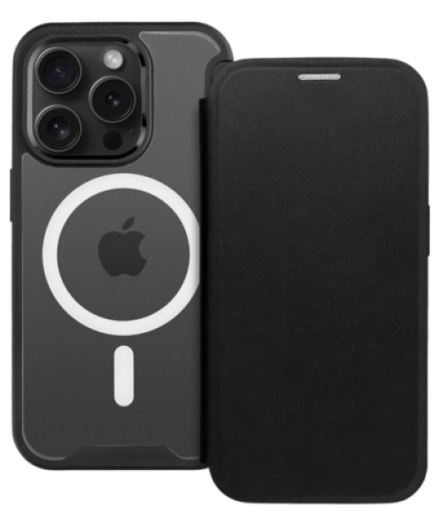 SMART MAG Book Tok – MagSafe Kompatibilis, Tökéletes Védelem iPhone 15 Plus-hoz Fekete Színben