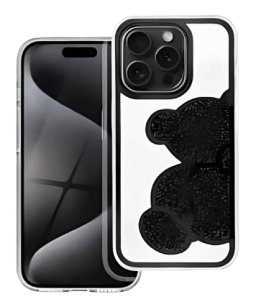 TEDDY BEAR Tok iPhone 15 Pro-hoz – Elegancia és Védelem fekete színben