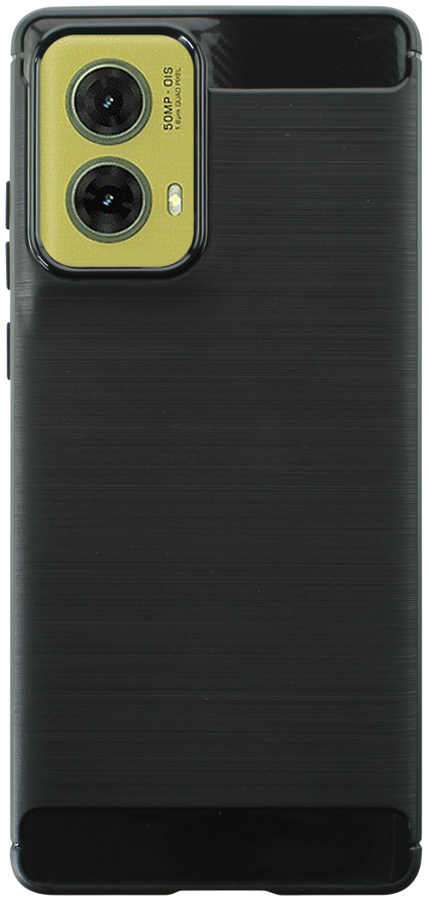 Motorola Moto G85 ütésálló szilikon tok szálcsiszolt-karbon minta légpárnás sarok fekete