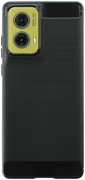 Motorola Moto G85 ütésálló szilikon tok szálcsiszolt-karbon minta légpárnás sarok fekete