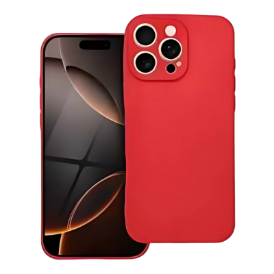 Apple iPhone 16 Pro Max szilikon tok kameravédővel matt piros