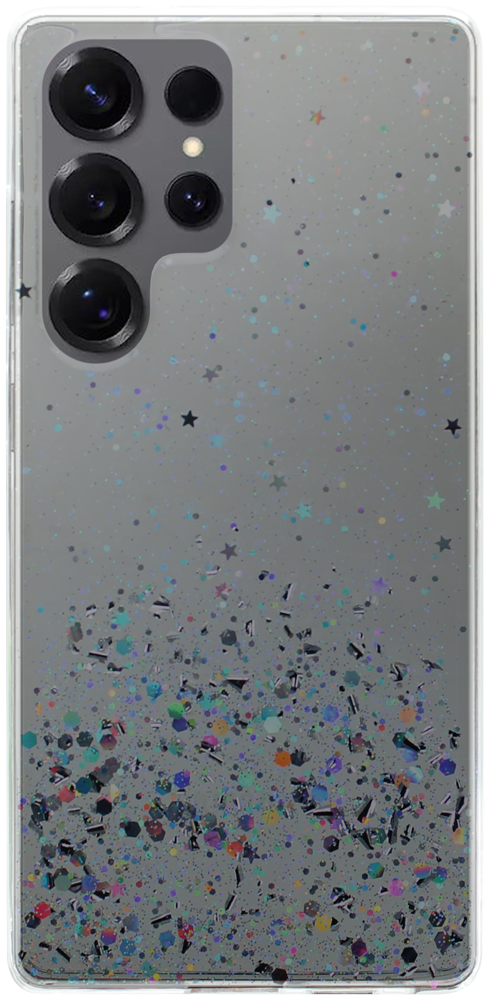 Samsung Galaxy S25 Ultra (SM-S938B) kemény hátlap szilikon kerettel flitteres átlátszó