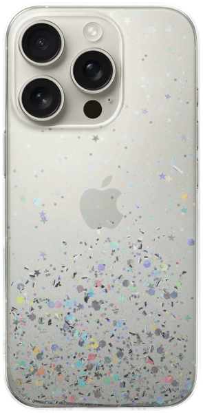 Apple iPhone 16 Pro kemény hátlap szilikon kerettel flitteres átlátszó