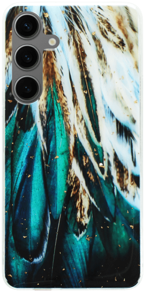Samsung Galaxy S24 Plus (SM-S926B) kemény hátlap Gold Glam Feathers