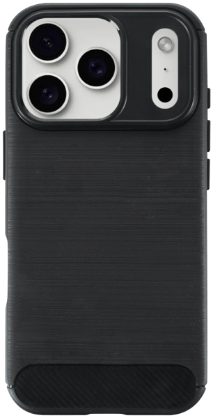 Apple iPhone 17 Pro ütésálló szilikon tok szálcsiszolt-karbon minta légpárnás sarok fekete