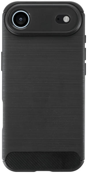 Apple iPhone 17 Air ütésálló szilikon tok szálcsiszolt-karbon minta légpárnás sarok kameravédővel fekete