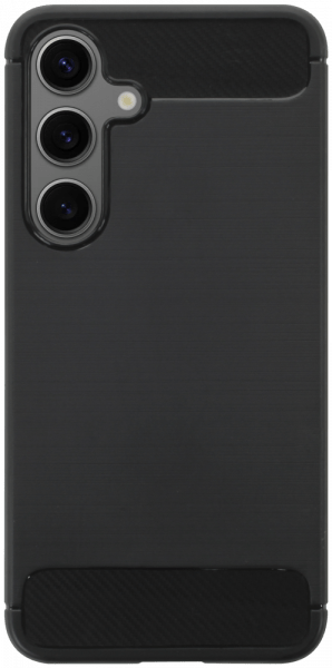 Samsung Galaxy S24 (SM-S921B) ütésálló szilikon tok szálcsiszolt-karbon minta légpárnás sarok fekete