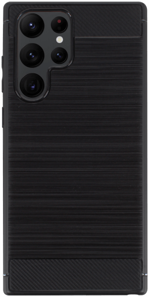 Samsung Galaxy S22 Ultra 5G (SM-S908B) ütésálló szilikon tok szálcsiszolt-karbon minta légpárnás sarok fekete