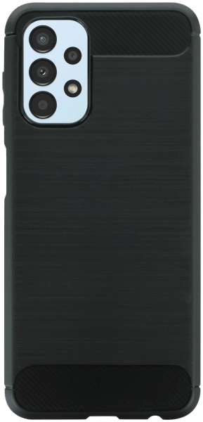 Samsung Galaxy A13 4G (SM-A135F) ütésálló szilikon tok szálcsiszolt-karbon minta légpárnás sarok fekete