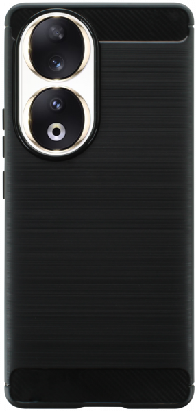 Honor 90 ütésálló szilikon tok szálcsiszolt-karbon minta légpárnás sarok fekete