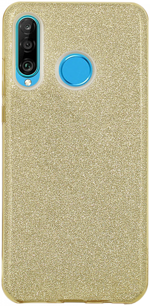 Huawei P30 Lite szilikon tok csillogó hátlap arany