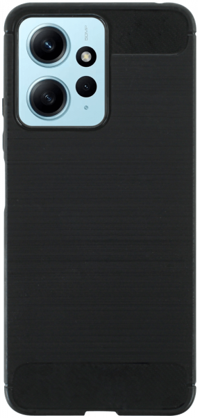 Xiaomi Redmi Note 12 4G ütésálló szilikon tok szálcsiszolt-karbon minta légpárnás sarok fekete