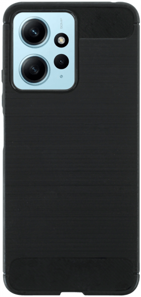 Xiaomi Redmi Note 12 4G ütésálló szilikon tok szálcsiszolt-karbon minta légpárnás sarok fekete