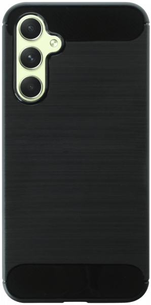 Samsung Galaxy A54 (SM-A546B) ütésálló szilikon tok szálcsiszolt-karbon minta légpárnás sarok fekete