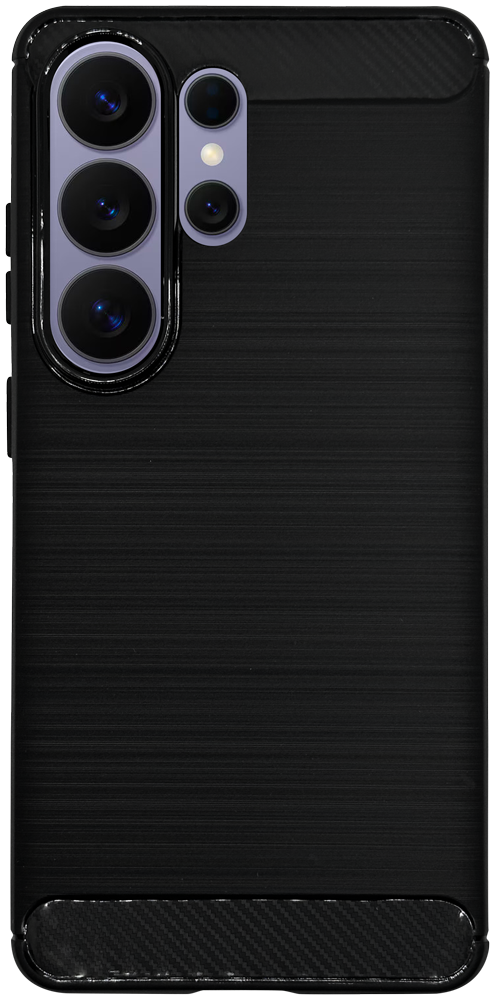Samsung Galaxy S26 Ultra ütésálló szilikon tok szálcsiszolt-karbon minta légpárnás sarok fekete